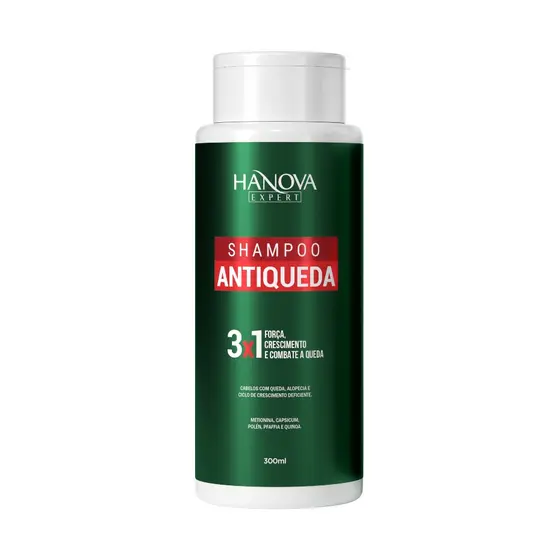 Shampoo Antiqueda 3x1 300ml Hanova Expert  Força,Crescimento,Combate a Queda e Alopecia