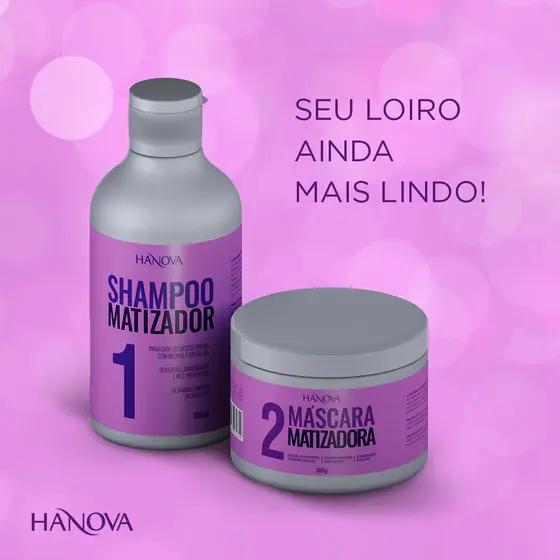 KIT SHAMPOO+ MASCARA MATIZADOR HANOVA 300ML