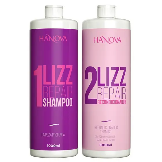 KIT LIZZ REPAIR 1000ML ALINHAMENTO CAPILAR HANOVA