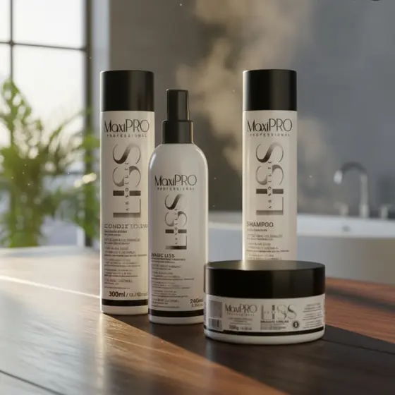 Kit MaxiPro Liss Absolut Shampoo + Condicionador + Máscara + Fluído Termoativado Maxilluring 4 Unid