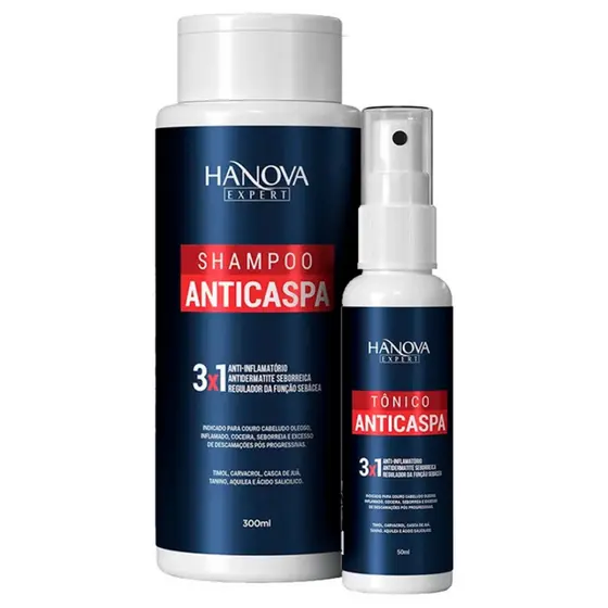 Kit Shampoo 300ml + Tônico Anticaspa Hanova Expert 50ml (2 Produtos)