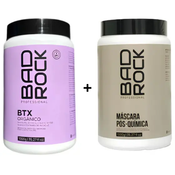 B-tox Organico 1kg + Máscara Capilar Pós Química 1kg Hanova Bad Rock