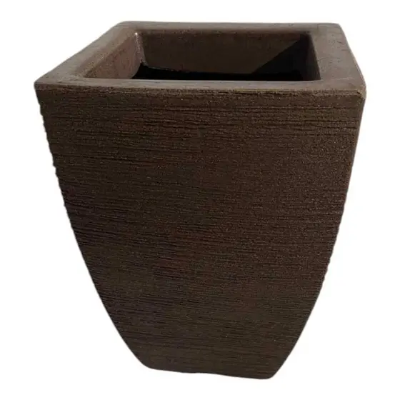 Vaso para plantas bojo quadrado escovado sem prato PP 28x19x12