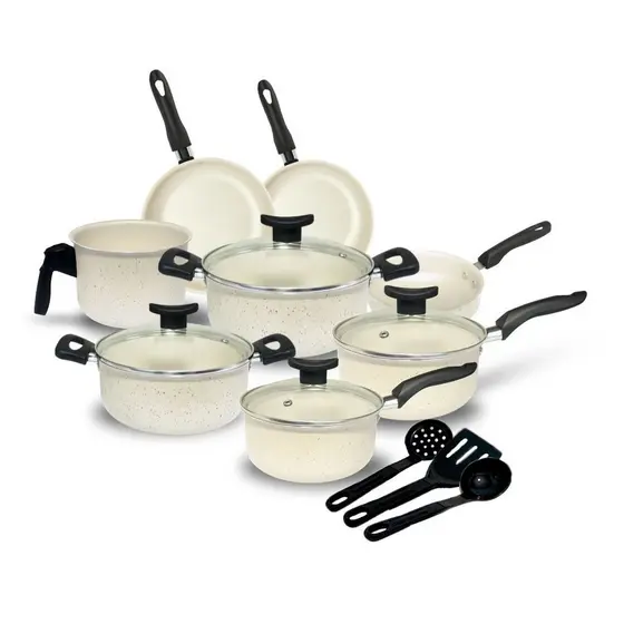 Conjunto Jogo de Panelas Elegance Teflon 11 peças  Antiaderente Granito