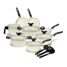 Conjunto Jogo de Panelas Elegance Teflon 11 peças Antiaderente Granito