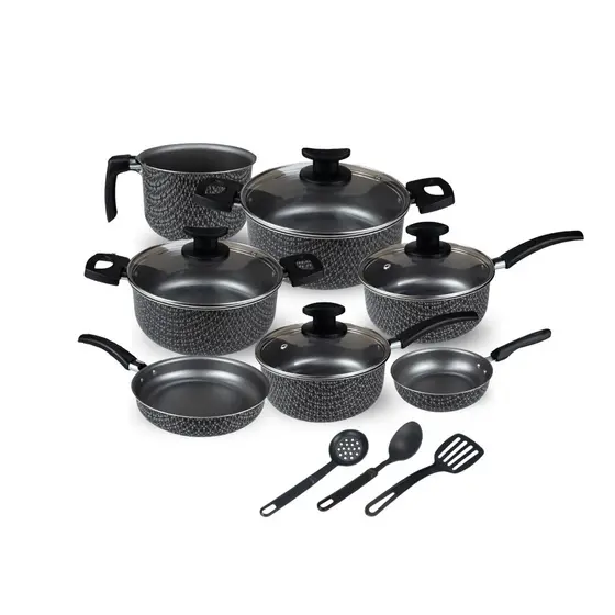 Conjunto Jogo de Panelas Teflon Viena 10 Pçs Antiaderente Tampa de Vidro