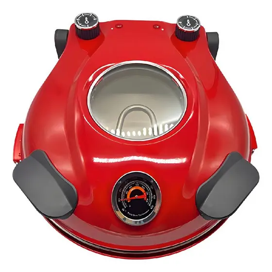 Forno De Pizza Elétrico Inox Dupla Temperatura Visor 220v Cor Vermelho