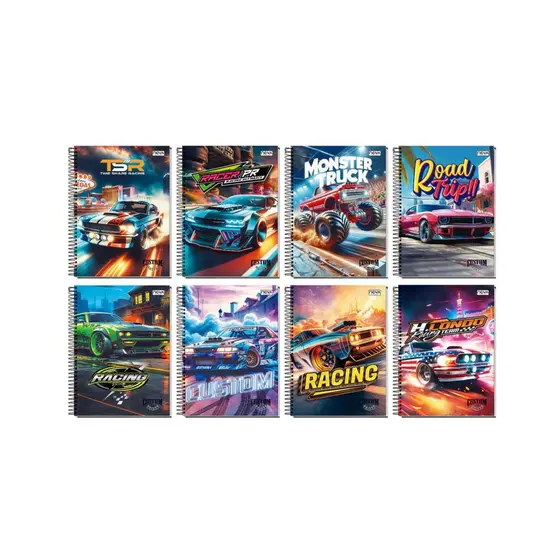 Caderno Universitário Carros Espiral Capa Dura 1 Matéria 80 Folhas Custom Drive Nova Cadernos