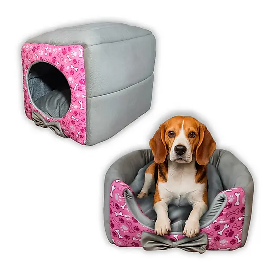 Casinha Toca Cama Iglu 2 Em 1 Cachorro Cão E Gato Tam P, M e G