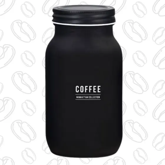 Pote Para Café Em Vidro Preto Fosco 720ml Grãos e Pó Estilo Manhattan - Hauskraft