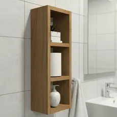 Nicho Decorativo Minimalista Em Mdf Banheiro Amadeirado, já Montado, Organizador, Multiuso de Chão e Parede,