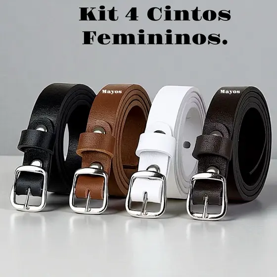 Kit 4 Cinto Feminino Fino Moda - PRATA