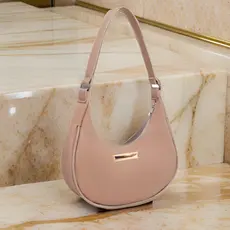 Bolsa Feminina Baguete Meia Lua Nude Alça de Ombro Promoção