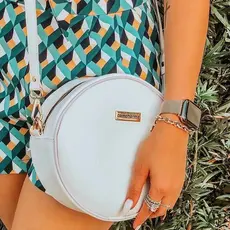 Bolsa de Luxo Feminina Grife Redonda Branca Transversal