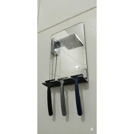 Espelho de Banheiro para Barbear/Depilar com Suporte em Acrilico Espelhado 2mm Anti-Embaçante