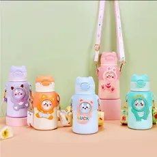 Garrafa térmica infantil com canudo e alça 500/520ml Copo em aço inox - BM-1330