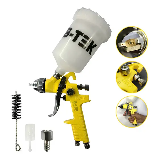 Maquina de Pintura Pistola Hvlp Profissional Automotiva Gravidade mais 1.4mm Bicos Bojão 600ml  - BOABM