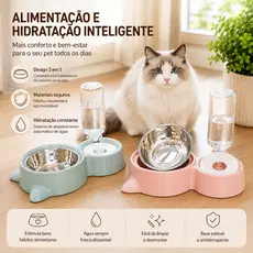Comedouro e Bebedouro Automático para Cães e Gatos com Reservatório de Água