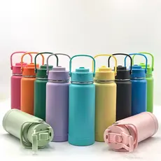 Garrafa térmica inox 350/600/800ml com capa de silicone e design prático