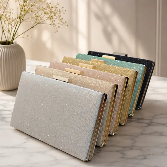 Carteira Clutch Feminina Festa Luxo Com Glitter Bolsa Tiracolo Elegante W168-11