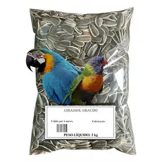 Semente De Girassol Graúdo Grande Para Papagaio E Aves 2kg Alimento Pássaros Premium