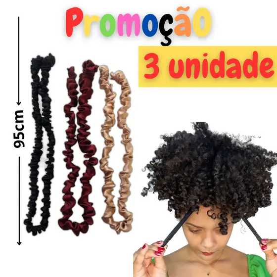 Kit 3 elastico de cabelo afro puf