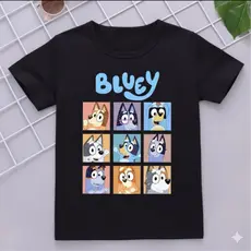 Camiseta Infantil Bluey Preta | Unissex | Do 2 ao 16 | Vários Modelos