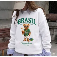 Moletom Feminino Careca Copacabana Brasil Estiloso Casual