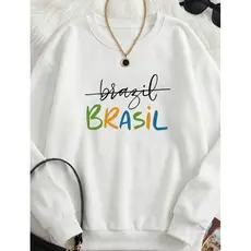 Moletom Feminino Careca Brasil Estiloso Casual Moda