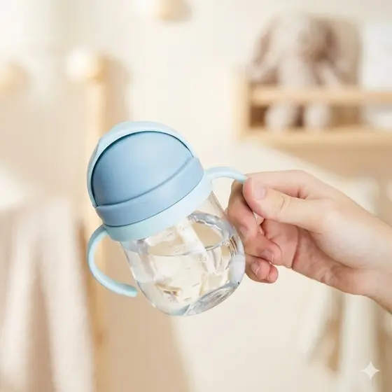 Copo de Introdução Alimentar Infantil 350 ml Copo Pegador Duplo tampa de proteção canudo de silicone Copo para Bebe