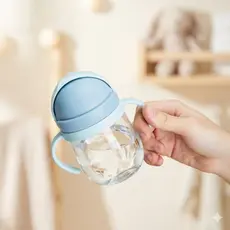 Copo de Introdução Alimentar Infantil 350 ml Copo Pegador Duplo tampa de proteção canudo de silicone Copo para Bebe