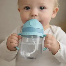 Copo de Transição  Infantil 350 ml Copo Pegador Duplo tampa de proteção canudo de silicone Copo para Bebe