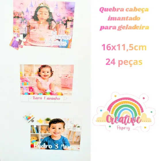 Quebra cabeça Magnético para geladeira, lembrancinha de aniversário, brinde de eventos, festas.