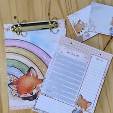 kit 2 Refis A5, miolo, do bloco com garra de fichário mais dois bloquinhos para anotação 8x8