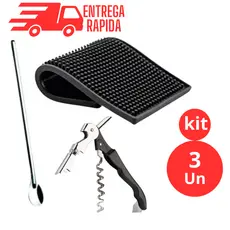 COLHER BAILARINA,TAPETE ESCORREDOR E SACA ROLHA KIT BAR 3 PEÇAS