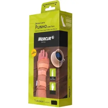 Órtese Curta para Punho com Tala Mercur (Ref. BC0056-DC) - Tamanho G na Cor Bege: Suporte Essencial para o Seu Punho