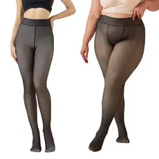 Meia Calça Com Forro de Pelúcia Preto Translucido/Transparente