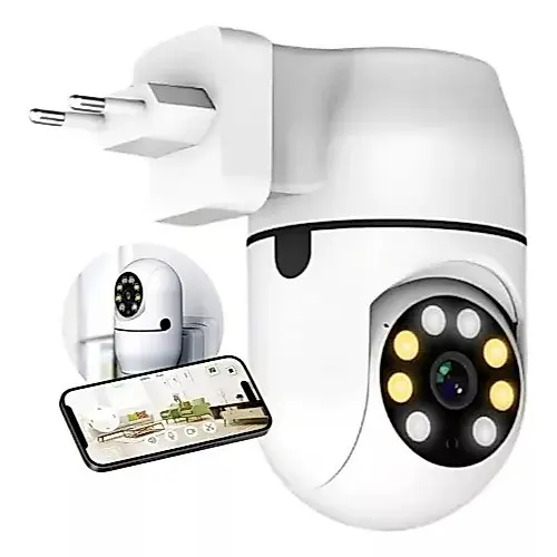 KIT 2 Câmera De Segurança Wifi Ip Tomada Parede 1080P Giratória App Yousee/icsee