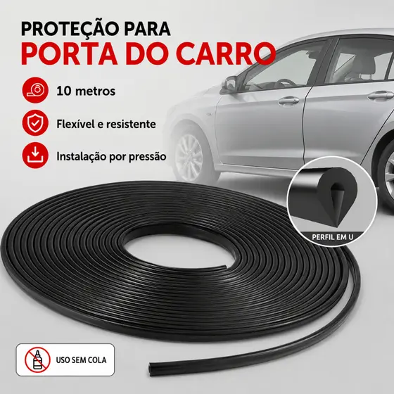 10 metros Borracha Protetora para Porta de Carro e Bordas Veiculo Universal Carro Preto Fosco