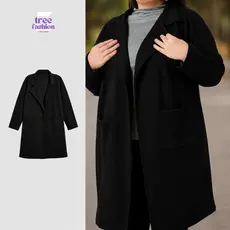 Casaco Alongado Sobretudo Feminino Plus Size De Moletom Casual 103830-C1