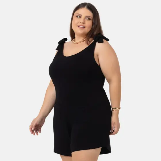 Macaquinho Plus Size Feminino De Viscolycra Estilosa 1201-A