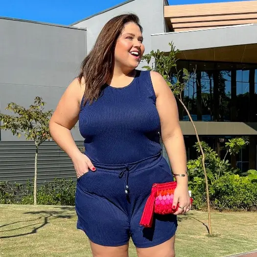 Conjunto Feminino Regata e Shorts Canelado Moda Plus Size 1213-1217