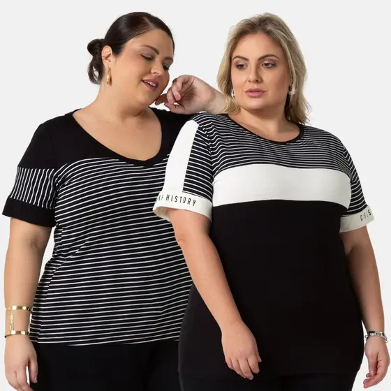 KIT 2 BLUSA FEMININA PLUS SIZE ATÉ G4 103776-A