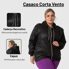 Casaco Corta Vento Plus Size Unissex Inverno Estiloso Ao G4 103827-A