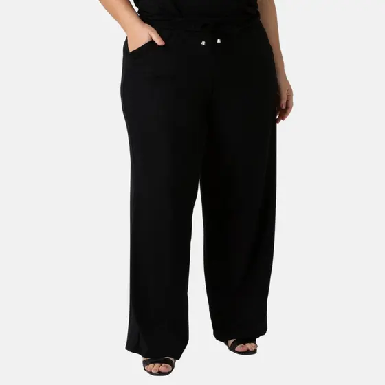 Calça Feminina Pantalona De Moletinho Plus Size Estilosa Conforto 1214-A