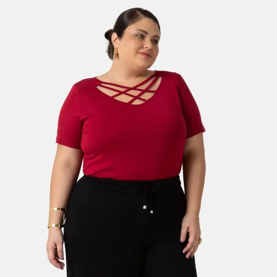 Blusa Plus Size Feminina Com Tiras 103722-A
