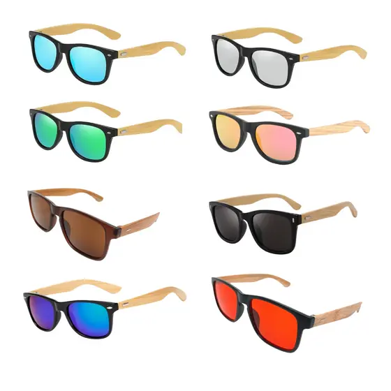 Óculos de sol Unissex Quadrado Bambu Haste Masculino Feminino Proteção UV400 modelo verão 2024 Polarizado Clássico