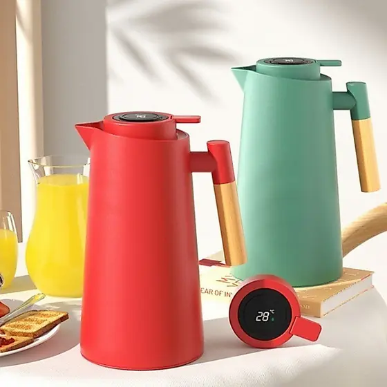 Garrafa Térmica 1 Litro Com Termômetro Led Para Chás / Café Design Moderno quente até 24h OMINI