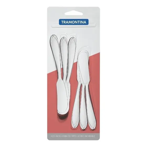 Kit 6  Espátulas Para Manteiga Geleia Doces Em Aço Inox Tramontina Hotel motel atacado Pusada