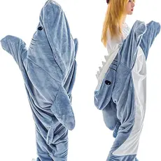 Novo Saco De Dormir De Tubarão Fofo De Desenho Animado Super Macio Cobertor De Flanela-Cobertor De Pijama Unissex